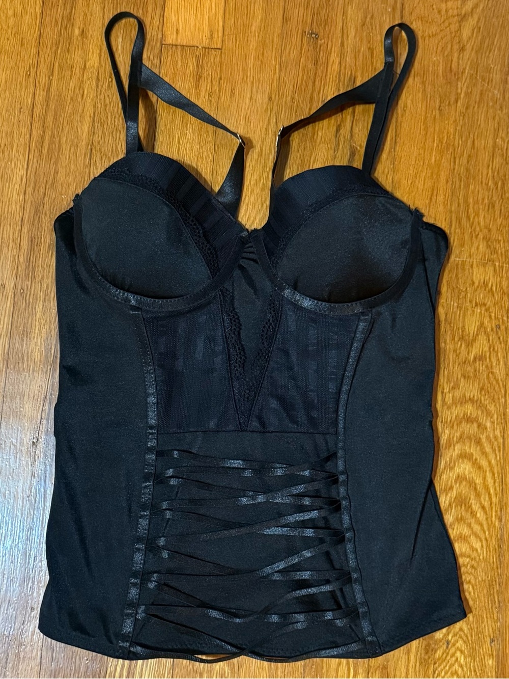 Spirit Black Lace-Up Bustier Tank Top - Women's Size Medium
